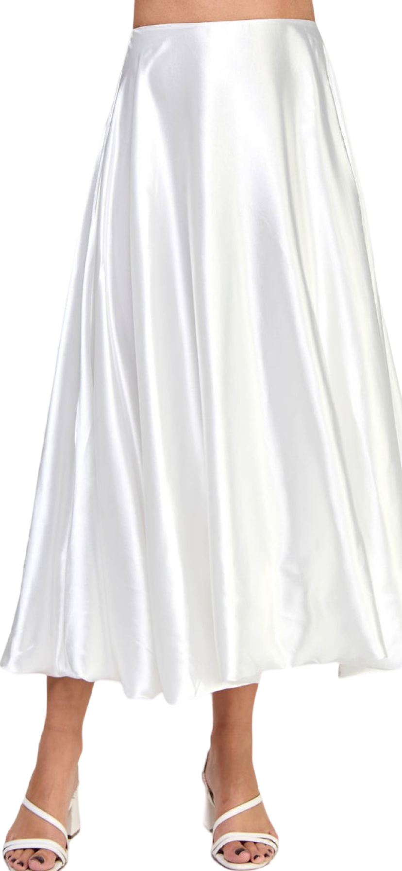 Apparel- Ellison Satin Balloon Midi Skirt
