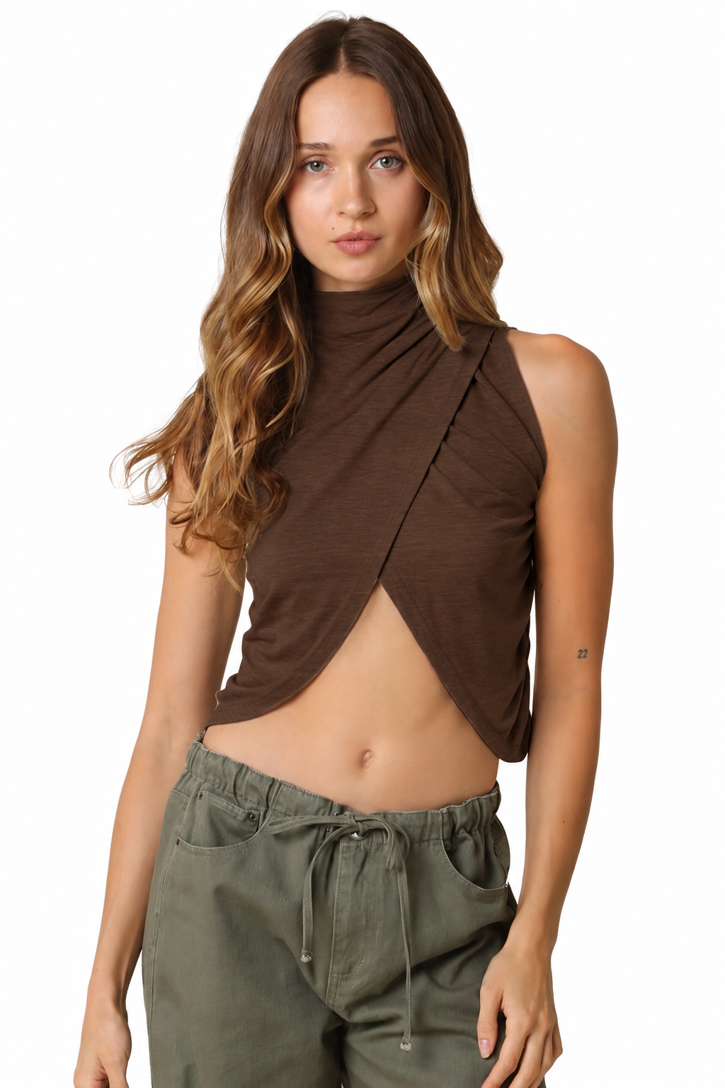Olivaceous Sage Draped Tank Top