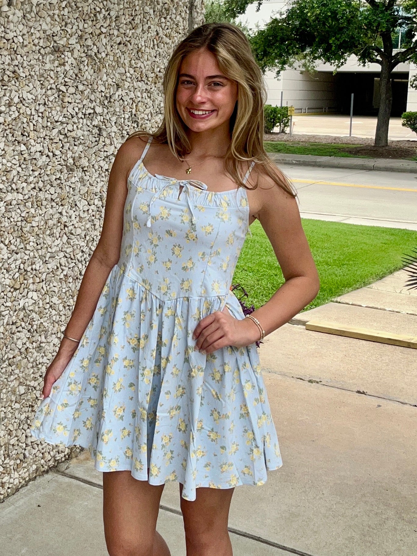 Blashe Ruched Front Floral Mini Dress