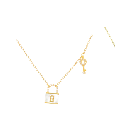 Necklaces- M&E Bling Lock and Key Necklace