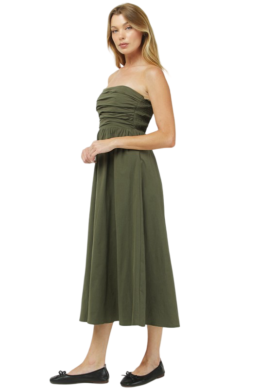 Needii Strapless Ruched Bodice Maxi Dress