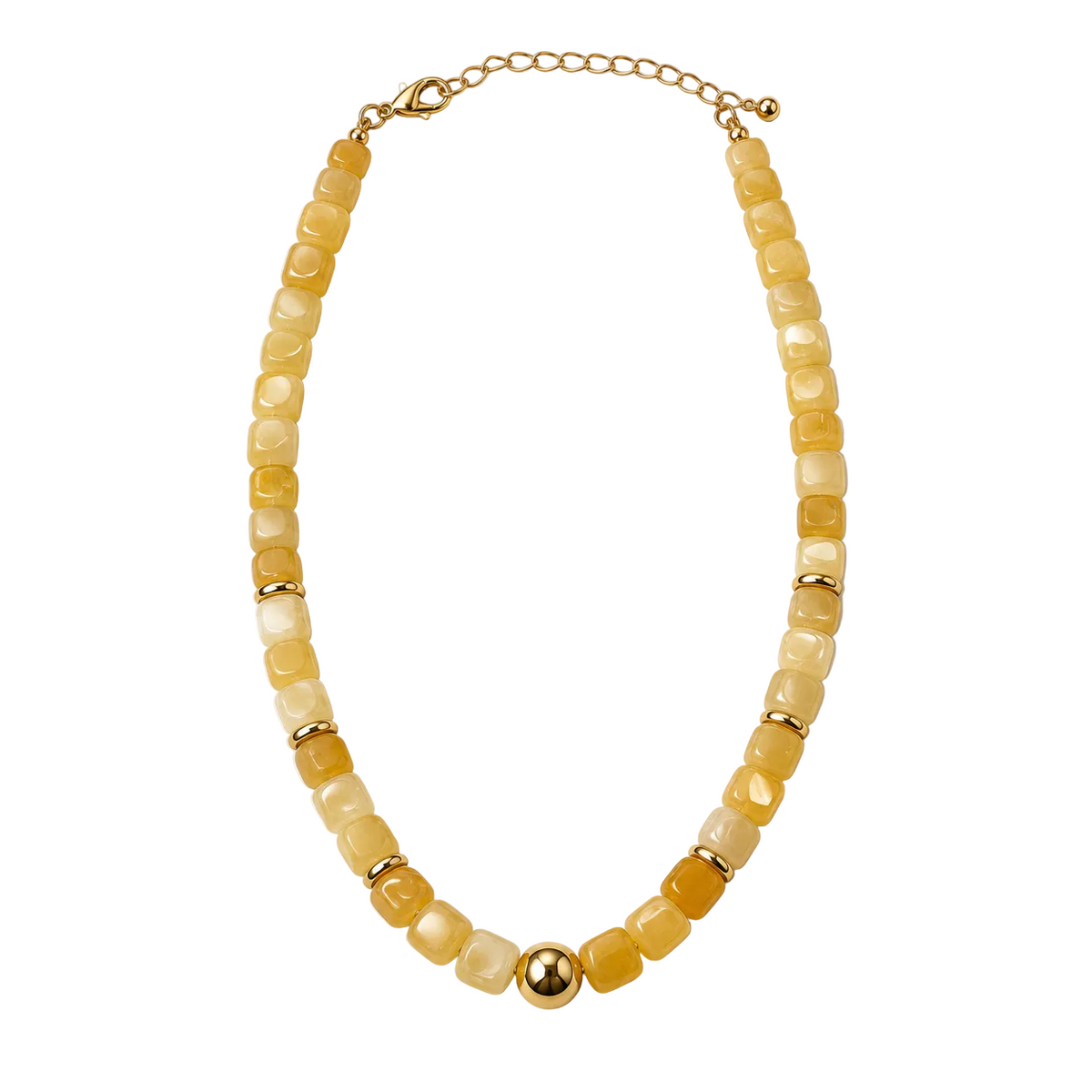 Necklaces- Stone and Gold Beaded Necklace