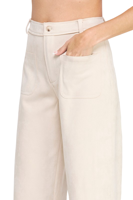 Apparel-Allie Rose Suede Laser Cut Wide Leg Pant