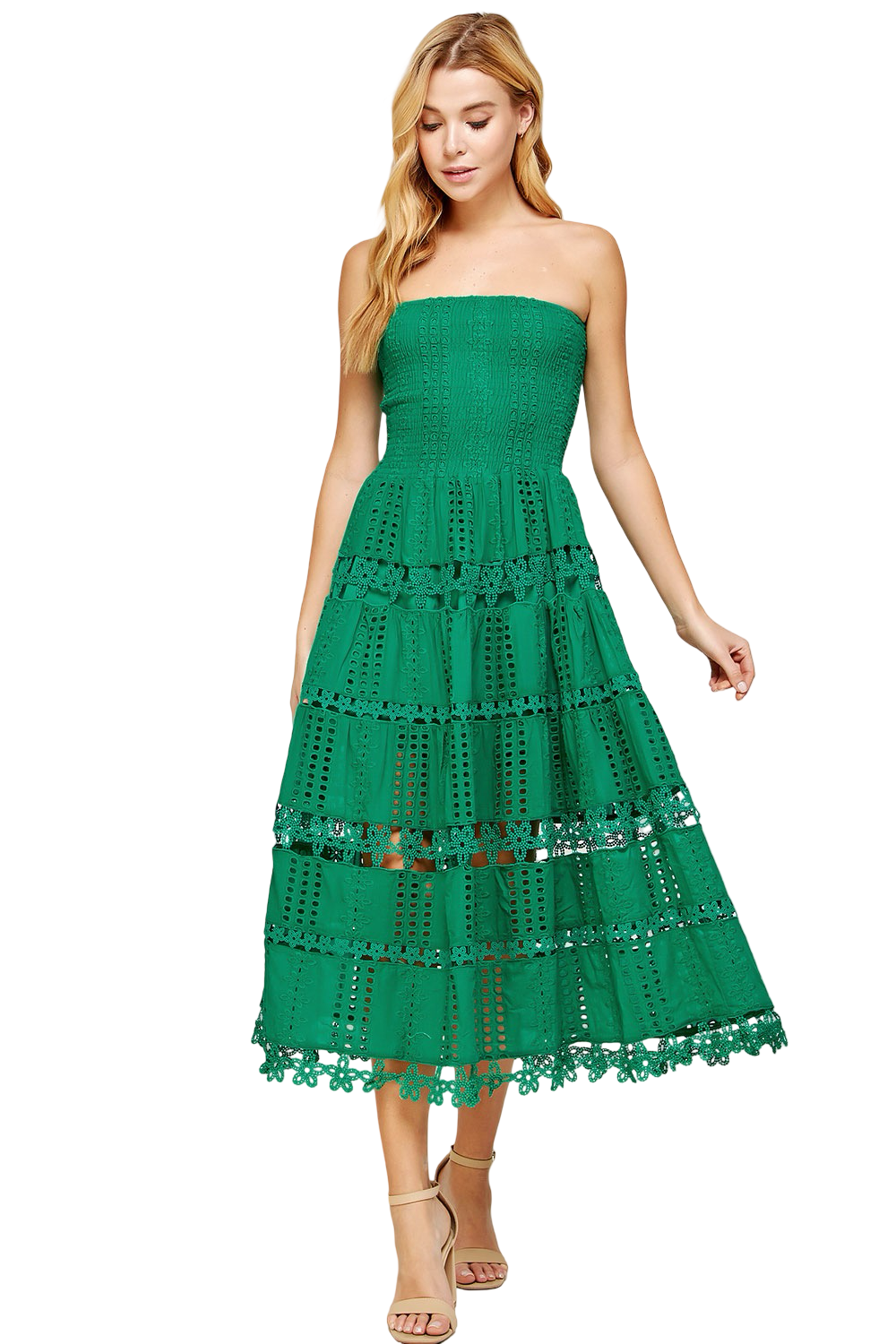 Apparel- Strut and Bolt Eyelet Lace Tube Midi Dress