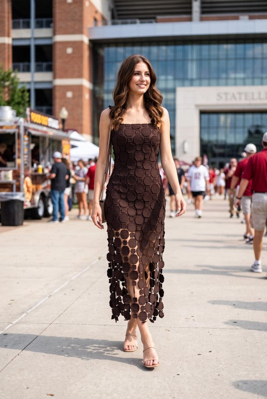 Baby Pink 3D Lace Appliqué Fringe Hem Bodycon Midi Dress