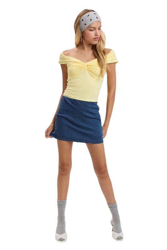 Olivaceous Side Zip Denim  Mini Skirt