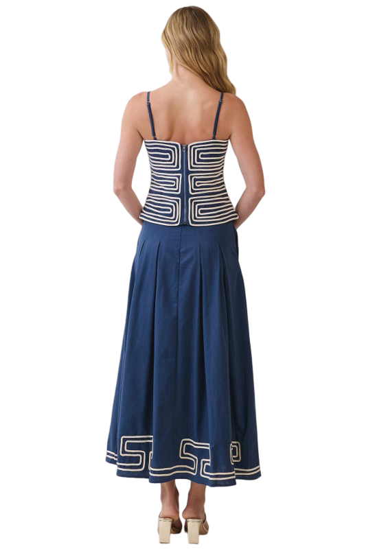 TCEC Embroidered Bottom Print Midi Skirt