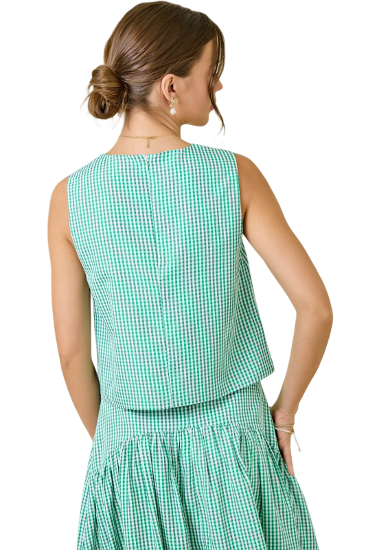 Day+Moon Gingham Scoop Neck Sleeveless Top