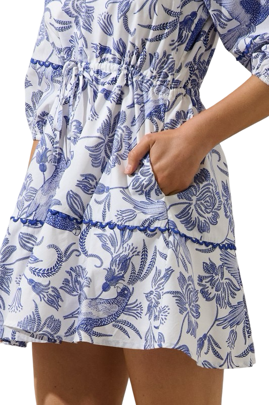 Sugarlips Dabria Split Neck Mini Dress Virda Floral