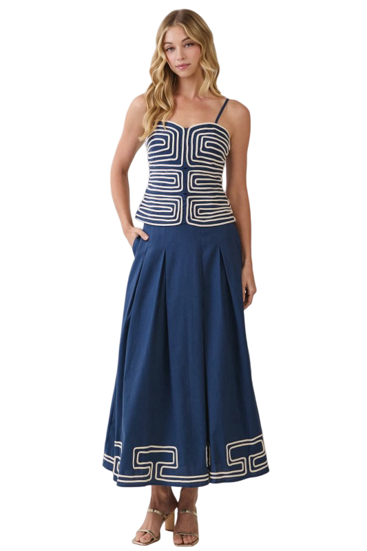 TCEC Embroidered Bottom Print Midi Skirt