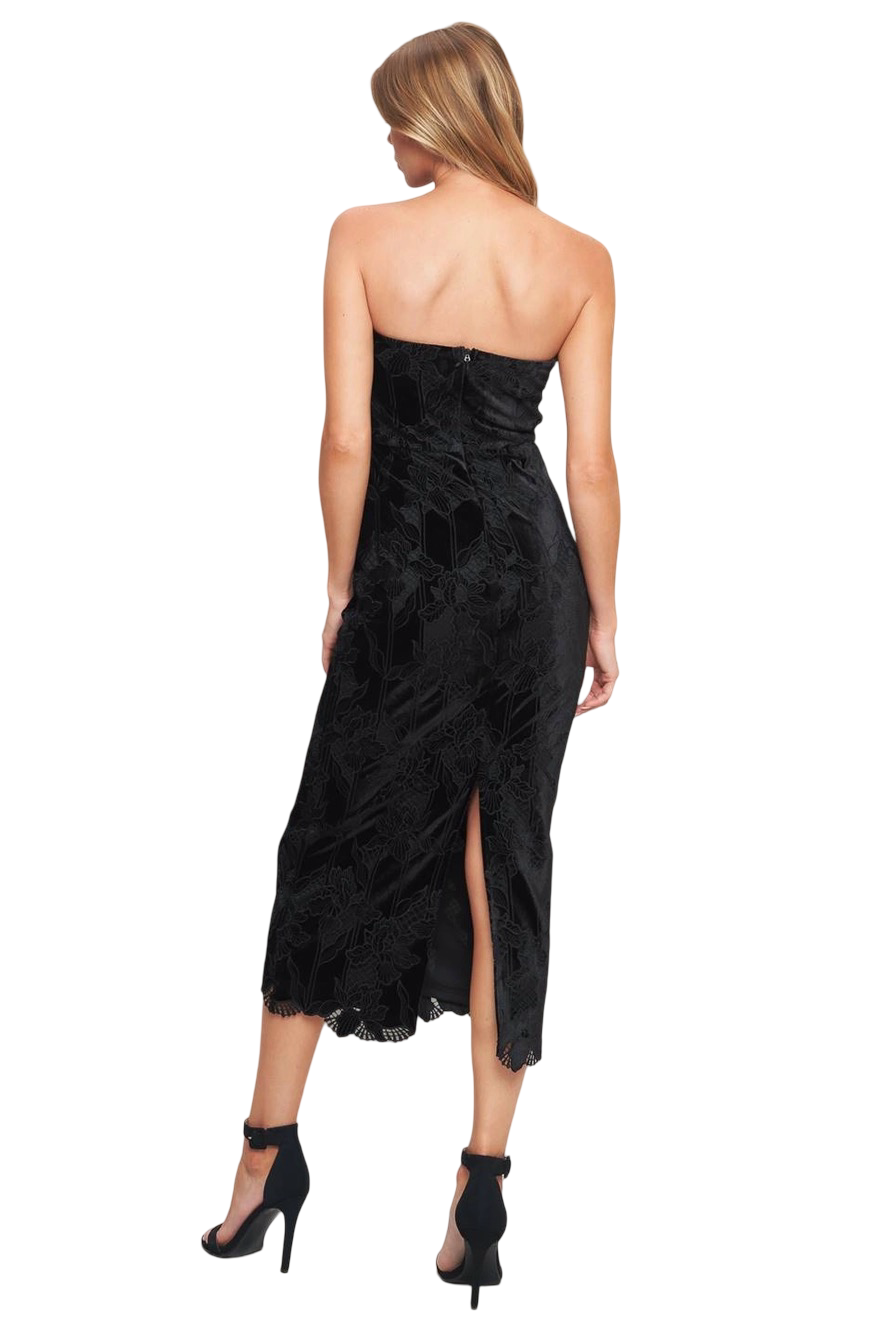 Apparel- Flying Tomato Woven Velvet Lace Midi Dress