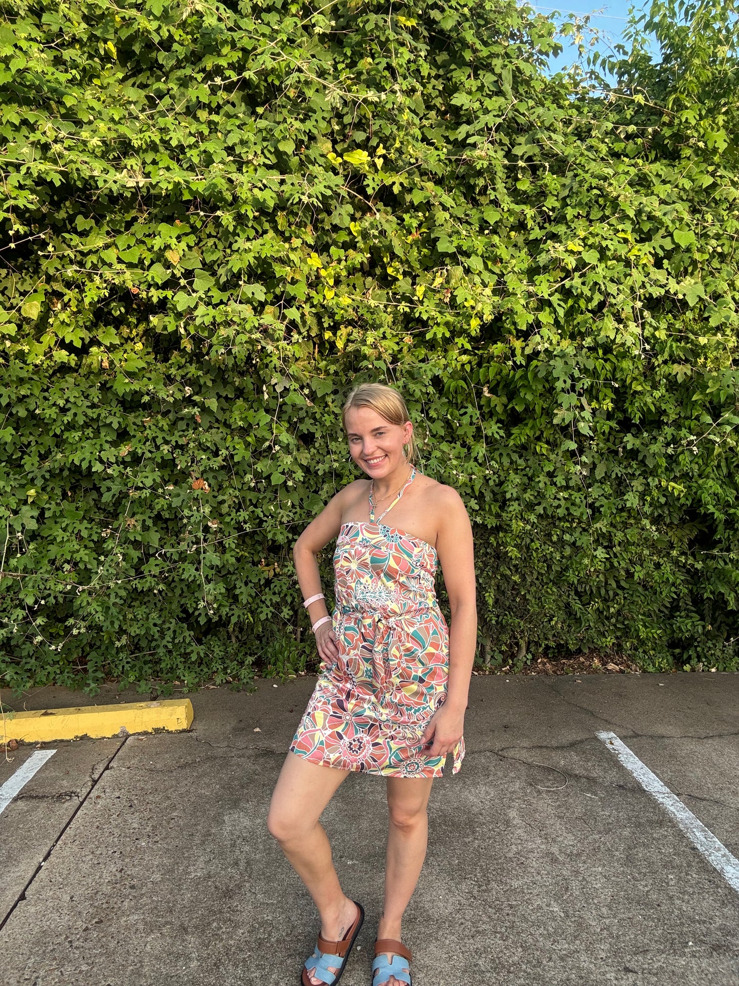 Molly Bracken Pattern Mini Dress With Detachable Belt
