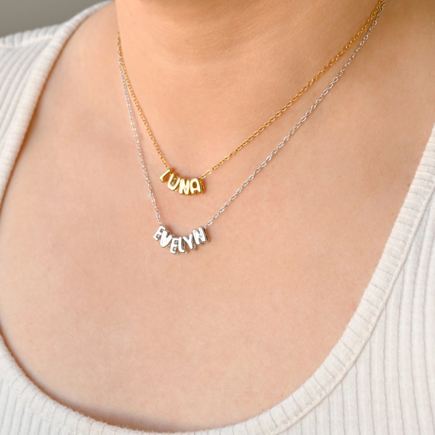 Necklaces- Custom Small Bubble Name Necklace