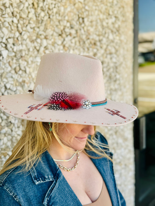 Hats- C.Shel Felt Hat With Cactus Detail