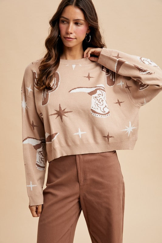 Apparel- Anniewear Western Fine Knit Sweater