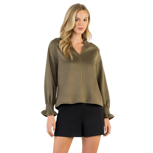 Apparel- THML Long Sleeve V Neck  Top