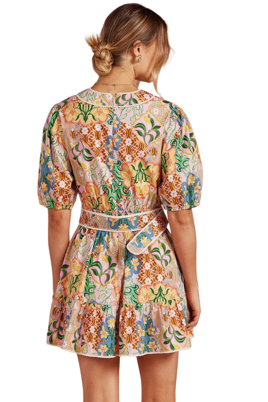 Apparel- Strut and Bolt Floral Puffed Sleeve Belted Mini Dress