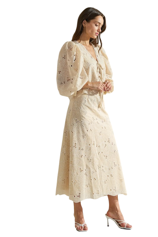 Apparel- Able Floral Eyelet Embroidered Skirt