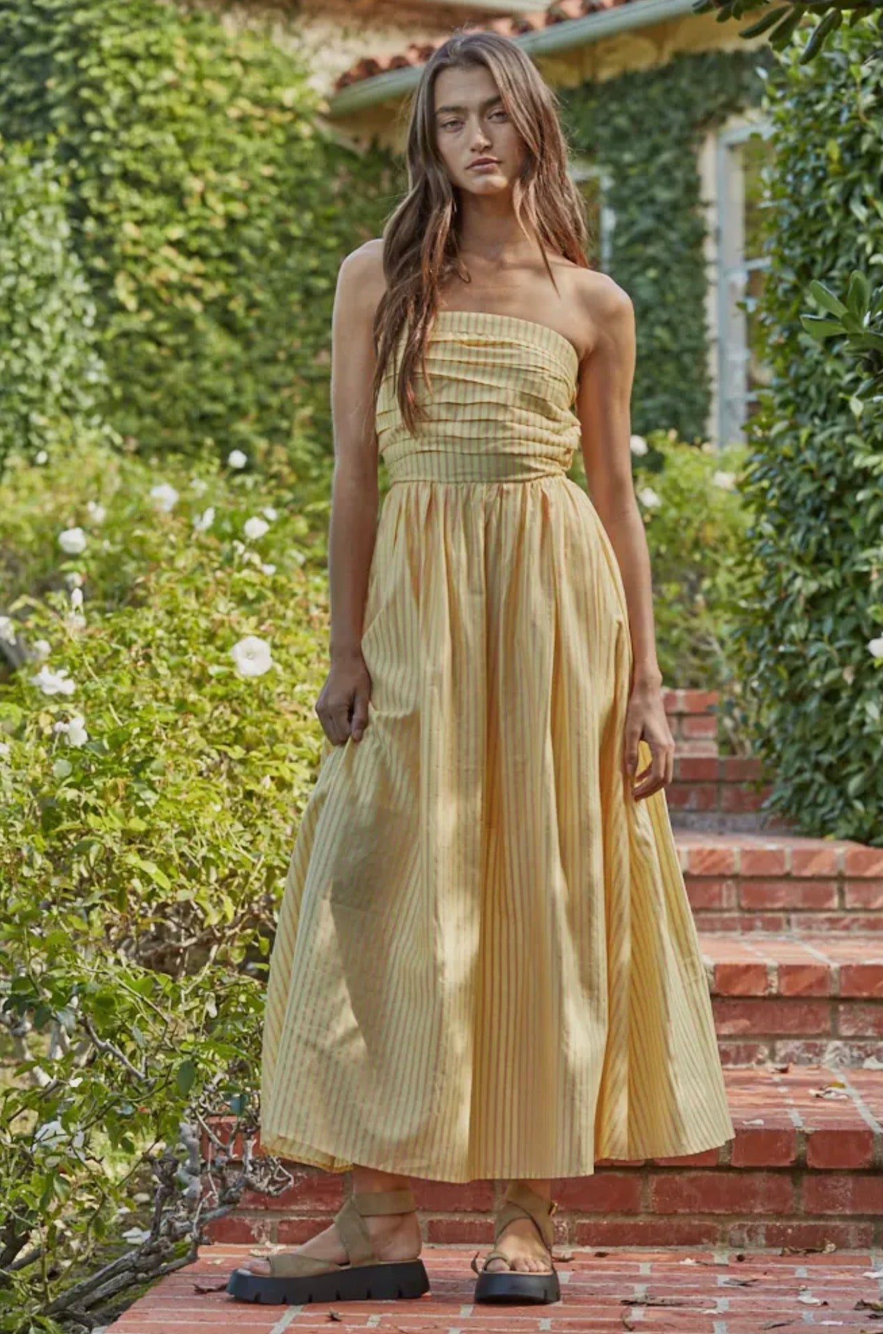 By Together Promenade Striped Tube Maxi Dress Yellow / Large By Together Promenade Striped Tube Maxi Dress Yellow / Large