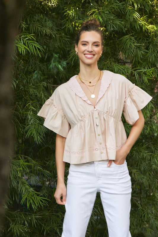 Apparel- In February Woven Oversized Button Down Top