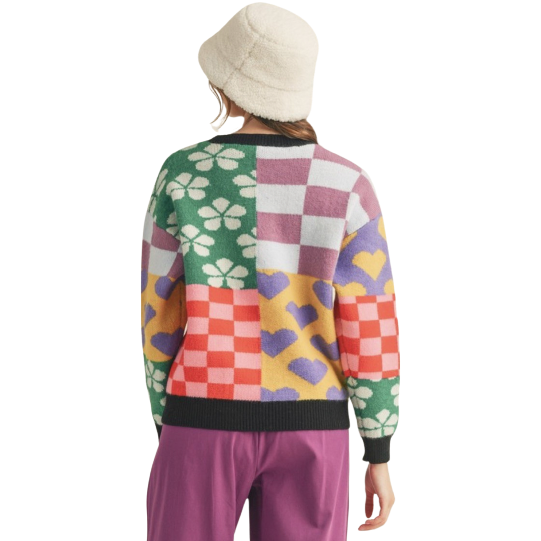 Apparel- En Merci Multi Pattern Patch Sweater