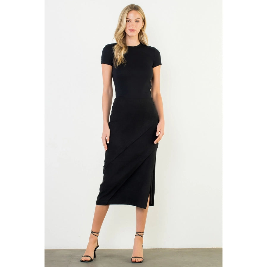Apparel- THML Suede Wrap Detail Midi Skirt