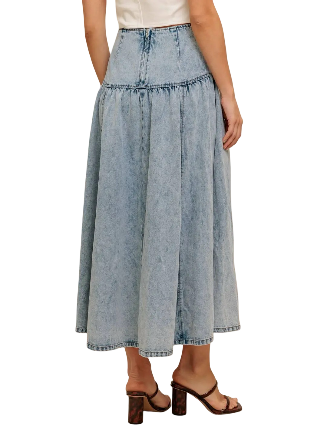 Apparel- Flying Tomato Acid Washed Midi Skirt