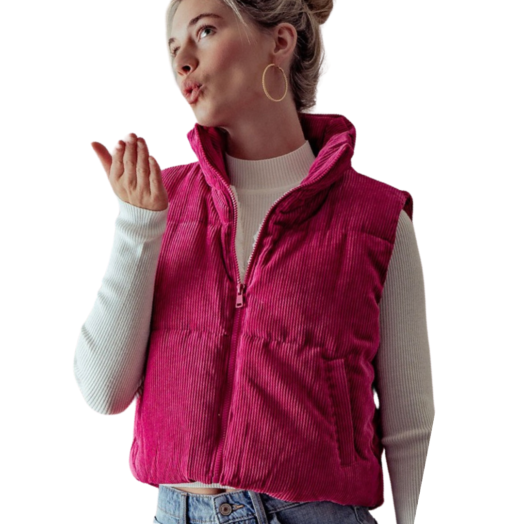 Apparel- Trend Notes Corduroy Cropped Puffer Vest