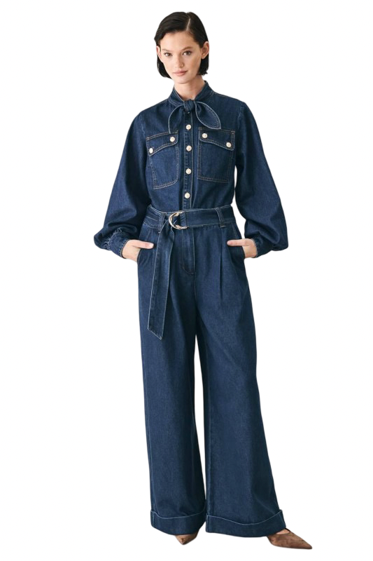 Flying Tomato Denim Tie Front Top