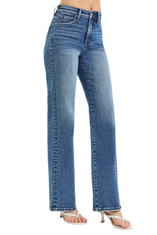 Risen High Rise Tummy Control Straight Leg Jeans