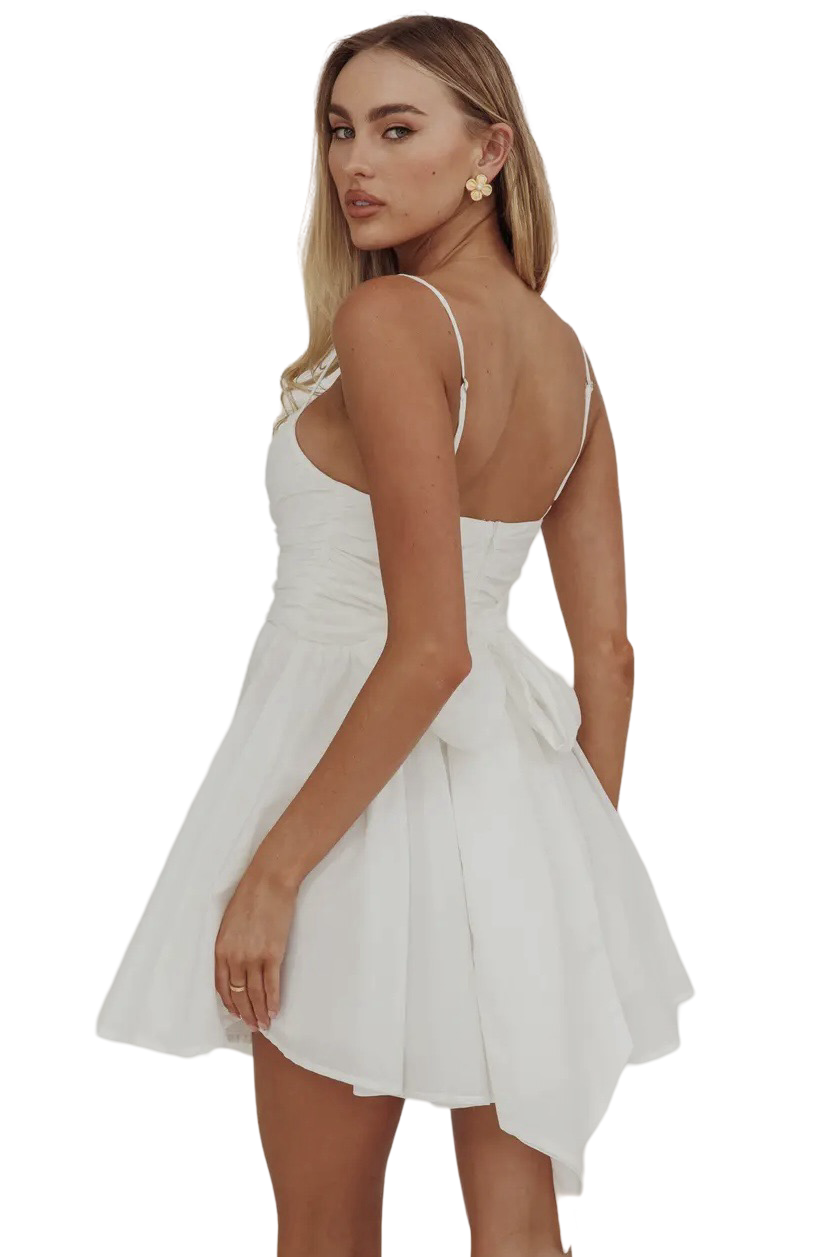 Angel Biba Sleeveless Back Tie Mini Dress White / Medium