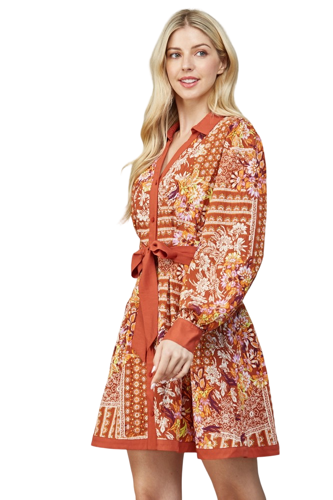 Apparel-Fate Button Down Binding Shirt Mini Dress