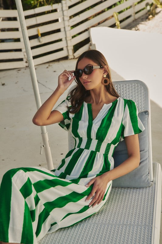 Sugarlips Roni Smocked Maxi Dress Pilmer Stripe