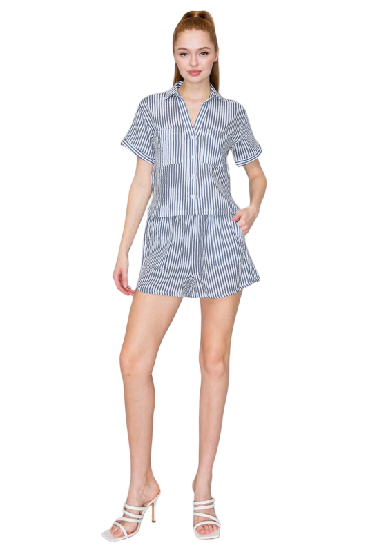 Haute Monde Gauze Top and Mini Short Set