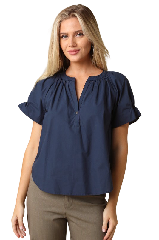 Olivaceous Hylee Ruffle Sleeve Peasant Blouse Top