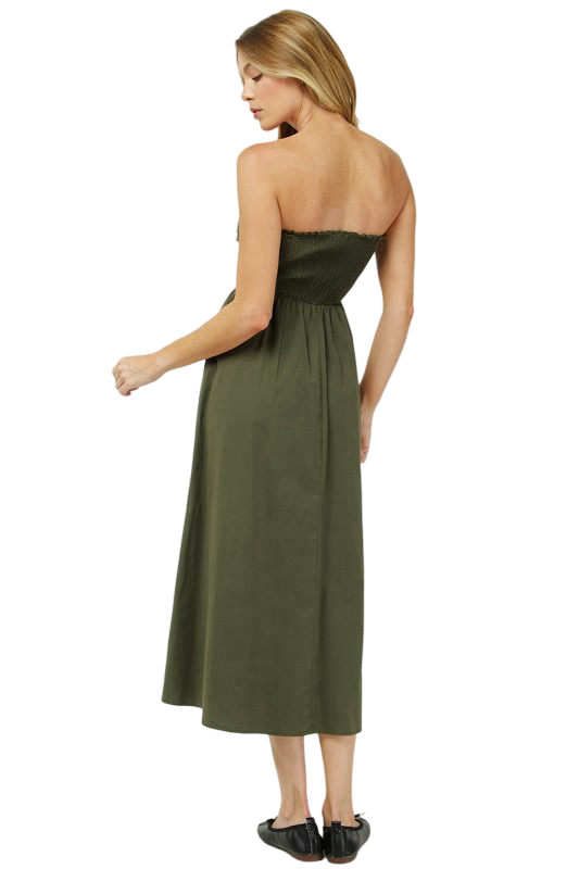 Needii Strapless Ruched Bodice Maxi Dress