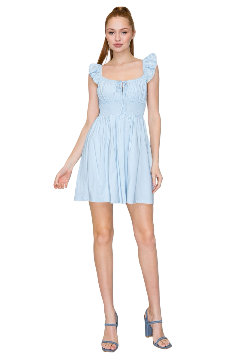 Blashe Smocked Waist Ruffle Mini Dress