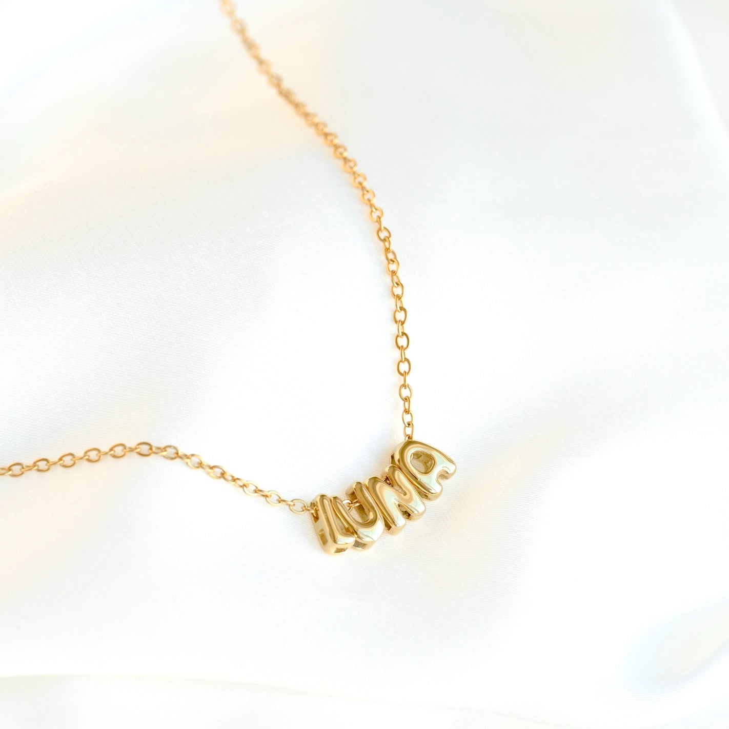 Necklaces- Custom Small Bubble Name Necklace
