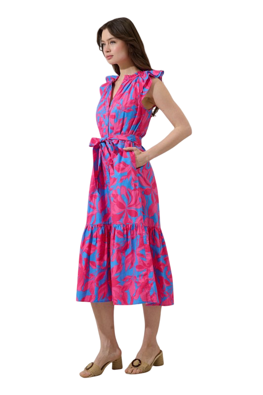 Sugarlips Charlotte Button Midi Dress Meira Floral
