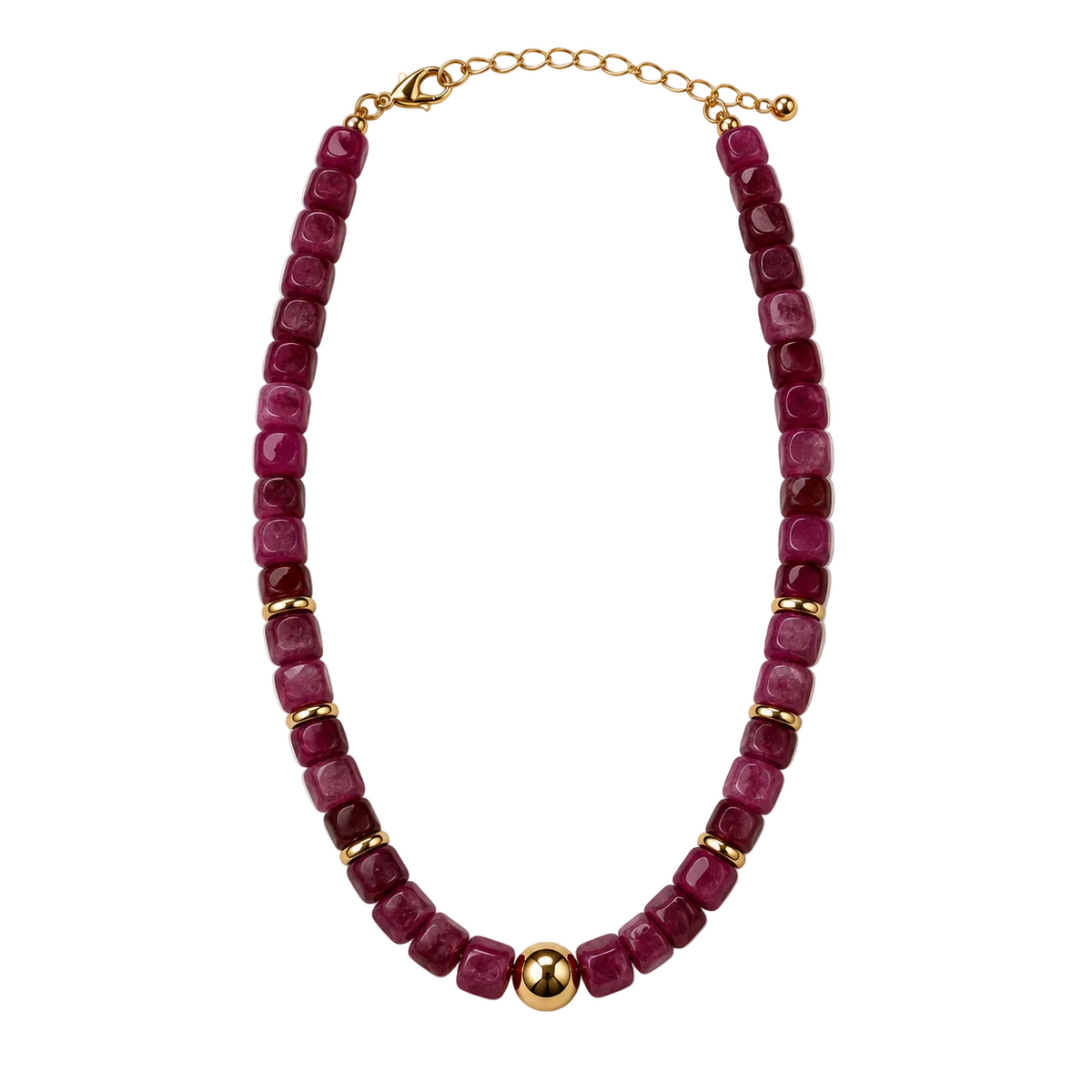 Necklaces- Stone and Gold Beaded Necklace