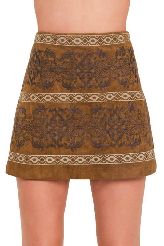Flying Tomato Faux Suede Detailed Mini Skirt
