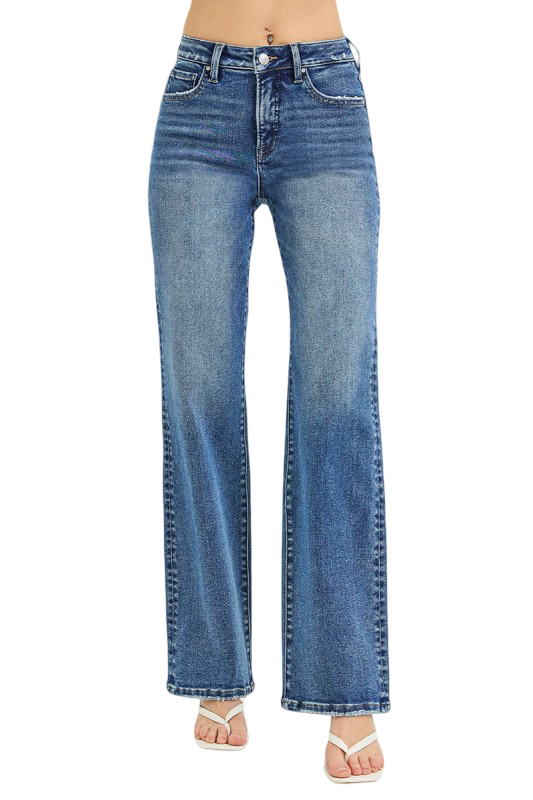 Risen High Rise Tummy Control Straight Leg Jeans