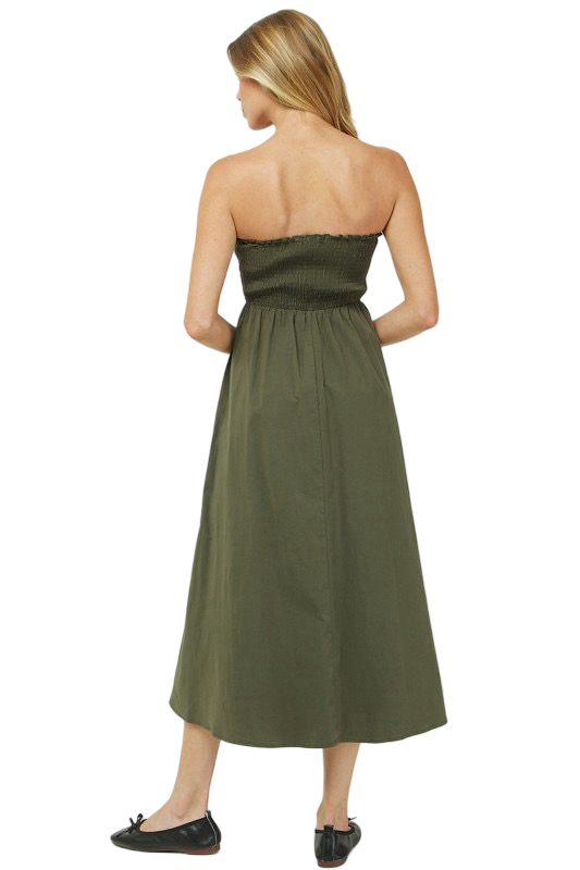 Needii Strapless Ruched Bodice Maxi Dress