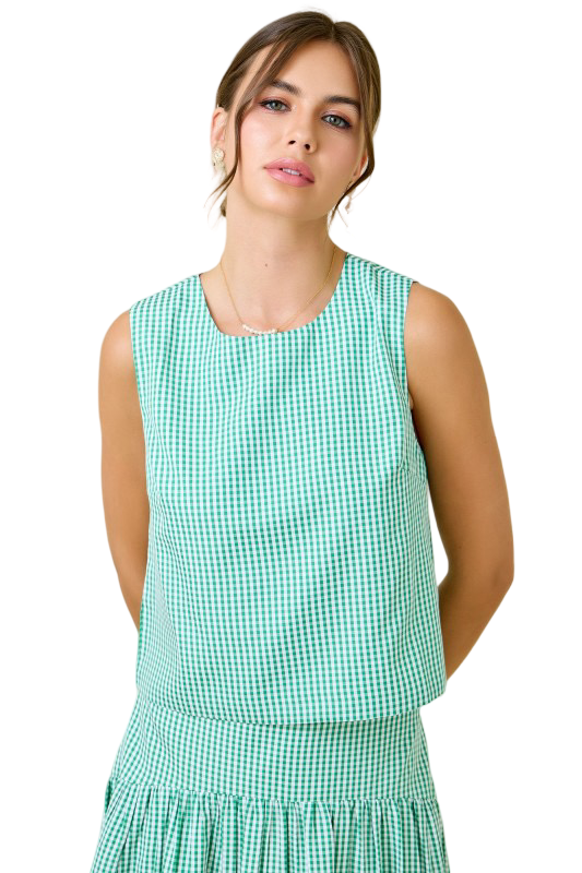 Day+Moon Gingham Scoop Neck Sleeveless Top