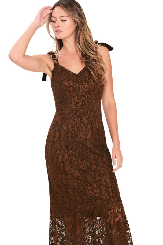 Flying Tomato Strapless Spaghetti Strap Lace Midi Dress