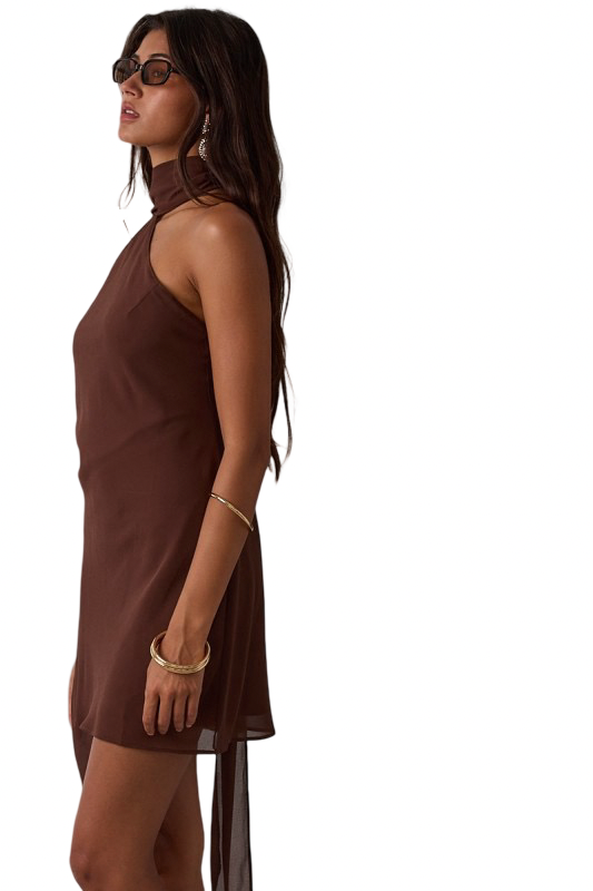 Sky to Moon Sheer Long Scarf Open Back Mini Dress