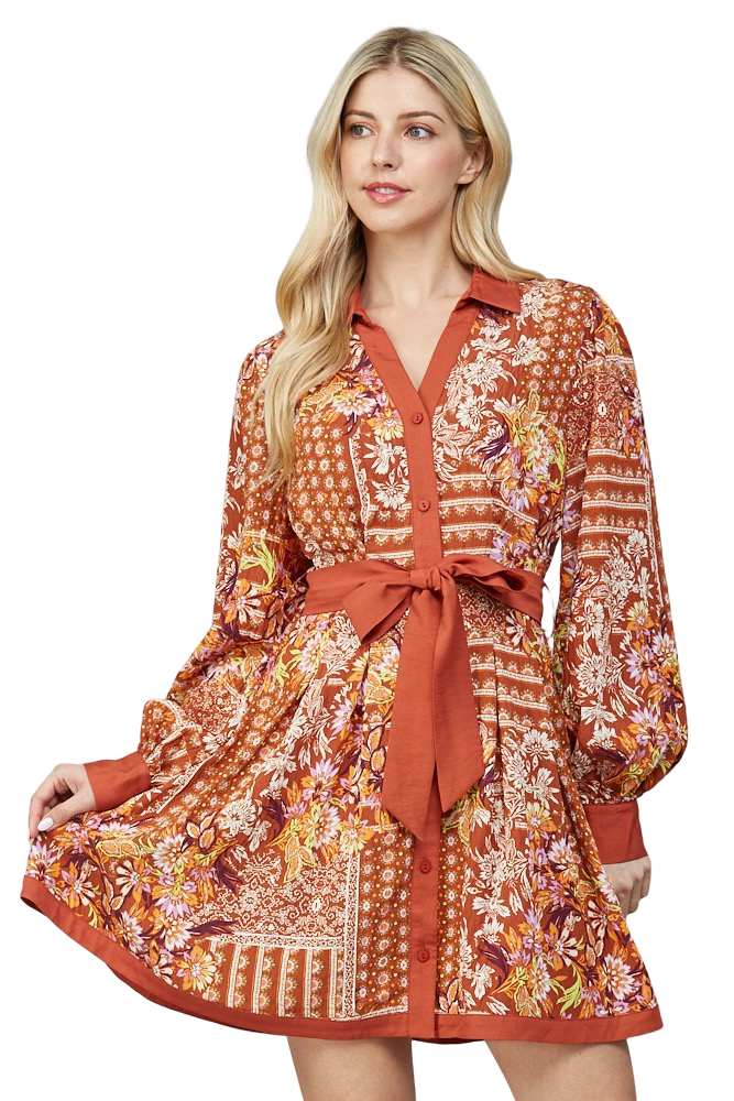 Apparel-Fate Button Down Binding Shirt Mini Dress