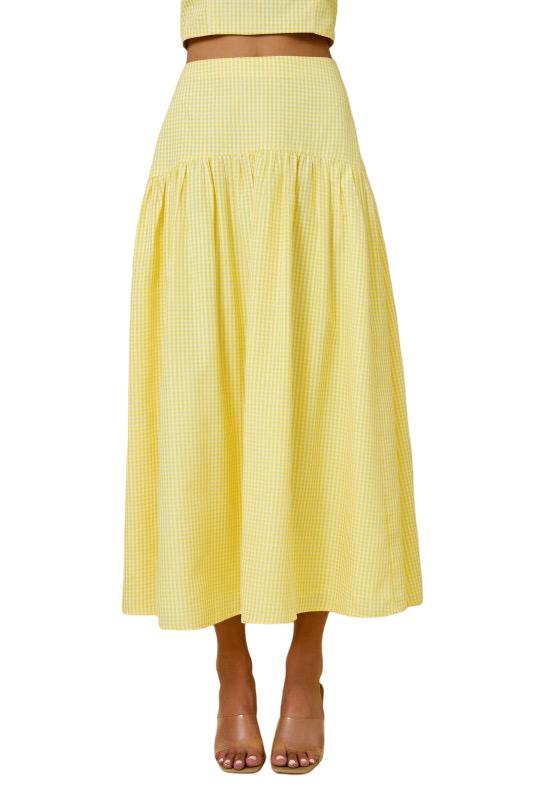 Day+Moon Gingham Flared Maxi Skirt