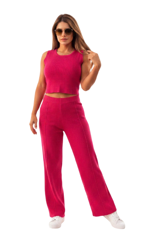 Dreamer Knit Cropped Tank and Pant Outfit Set