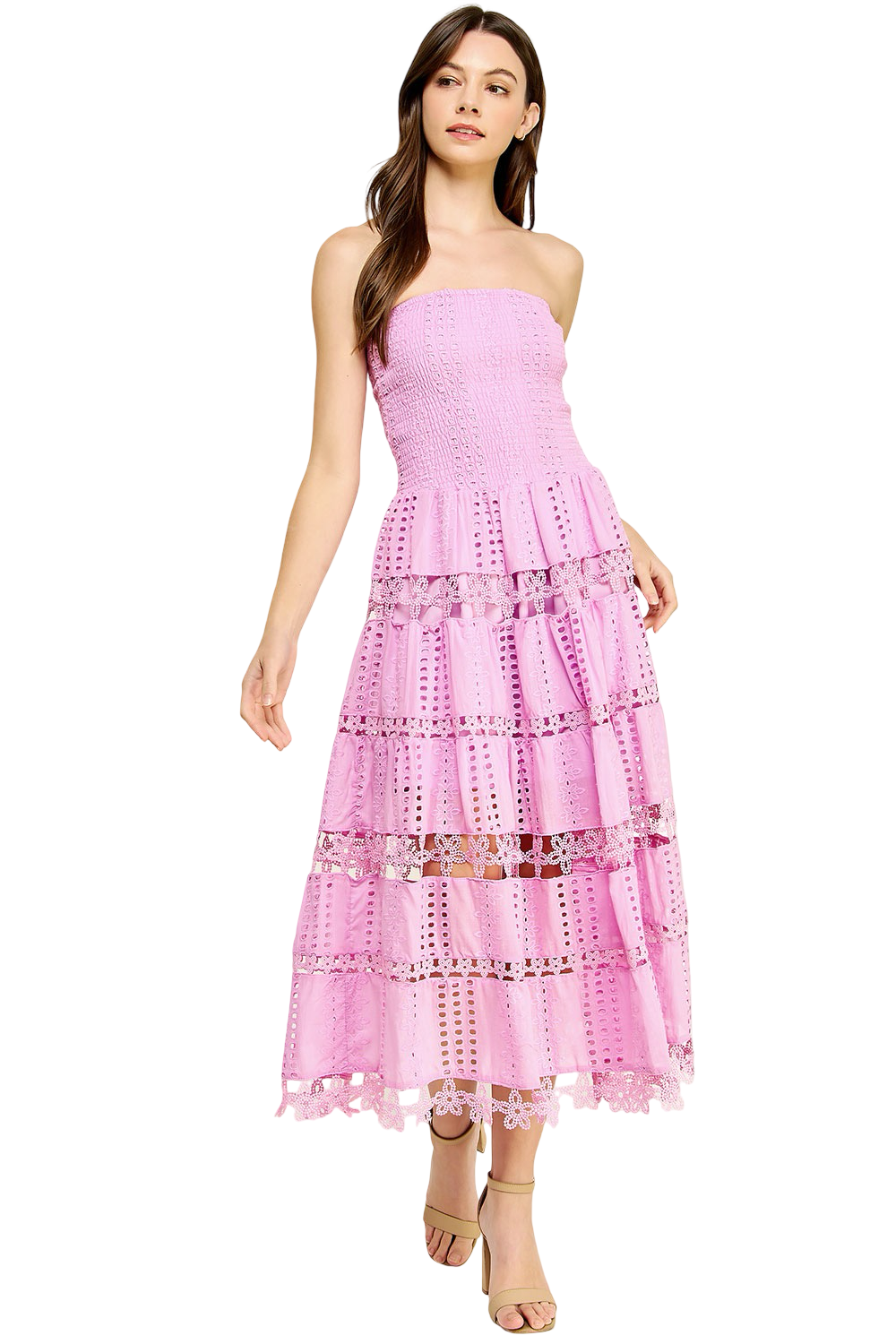 Apparel- Strut and Bolt Eyelet Lace Tube Midi Dress